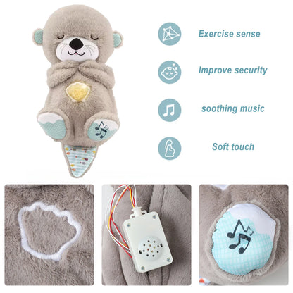 Breathing Otter Sleep and Playmate Stuffed Baby Plush Toy with Light Sound